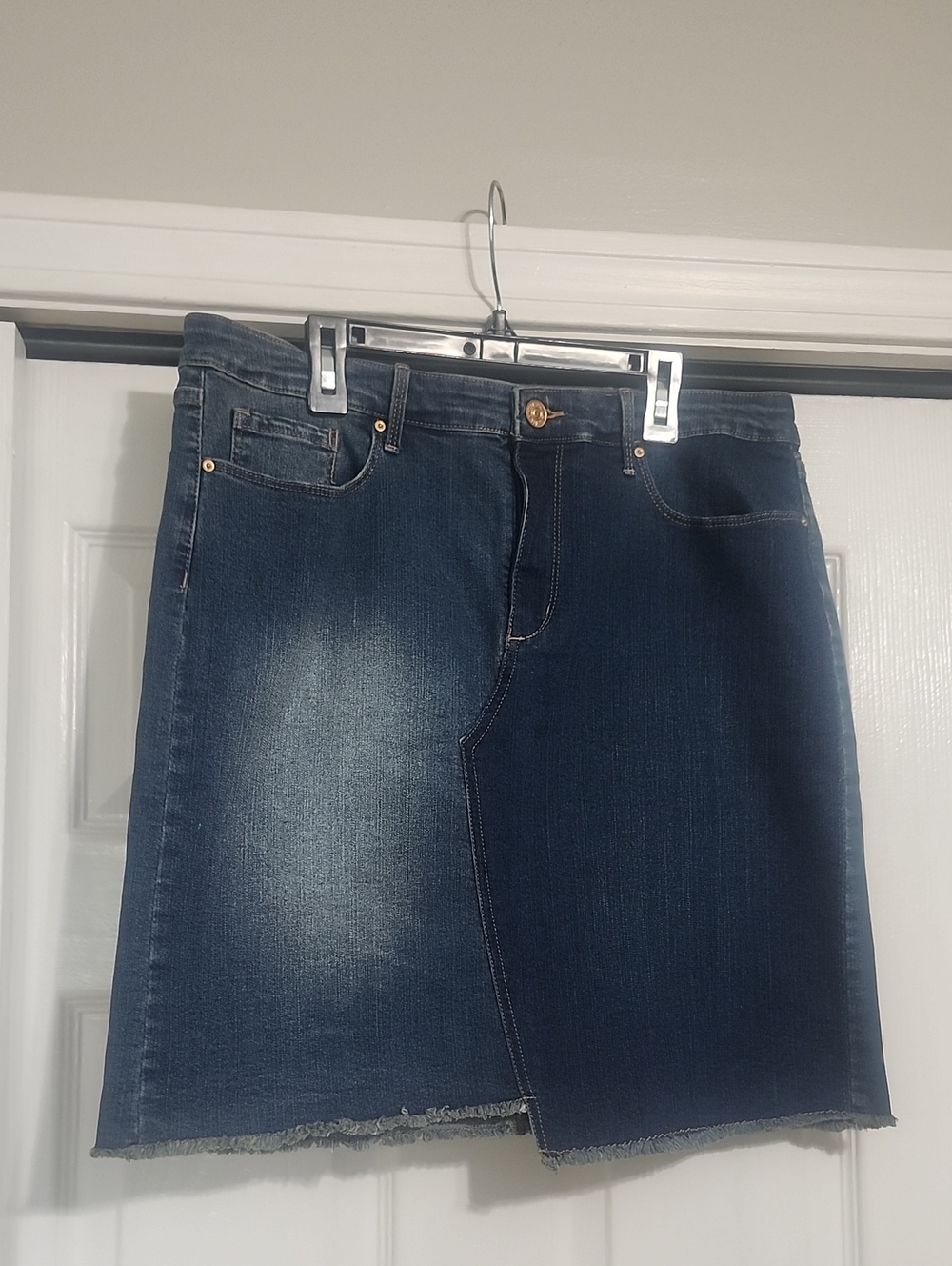 Vintage America Dark Blue Denim Skirt with Faded Wash